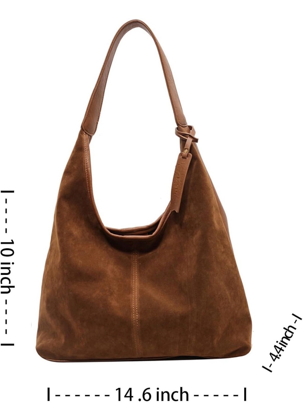 Faux Suede Slouchy Hobo  Shoulder Purse Light Brown-New - Picture 2 of 6